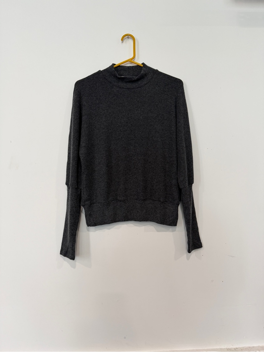 Michael Stars Madison Brush Charcoal Mock Neck Dolman top
